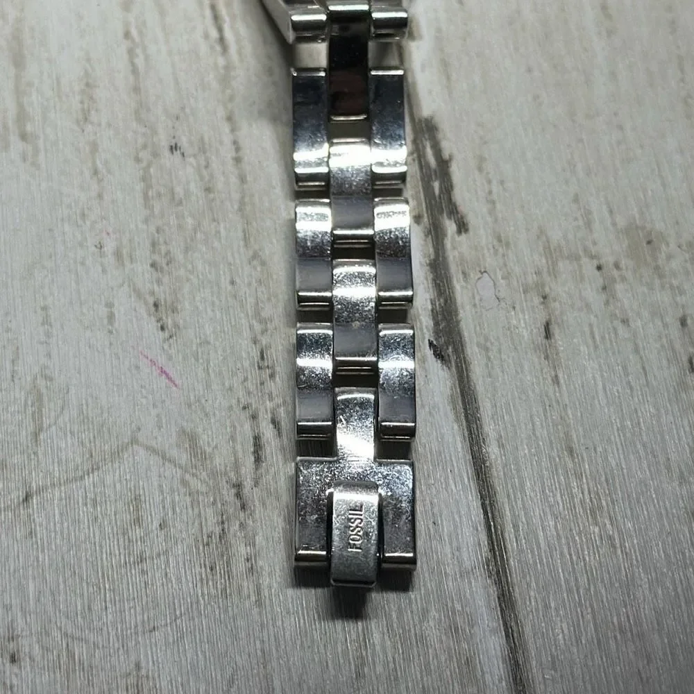 Fossil F2 Silver Tone Barrel Case Blue Dial Women's Watch ES-9315‎ needs BATTERY